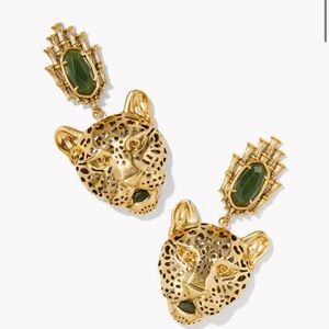NWT! NEW IN BOX Kendra Scott Maura Vintage Gold Jaguar Statement Earrings